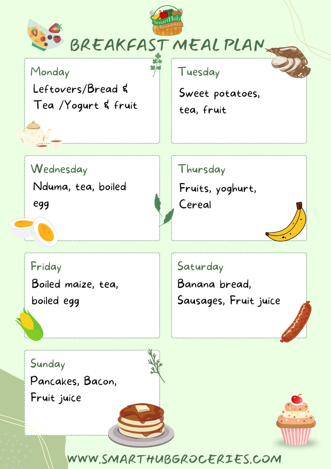 Breakfast Menu Plan Breakfast Meal Plan – SmartHub Groceries Store